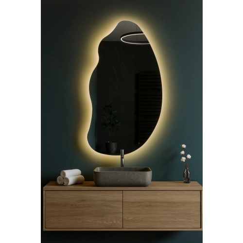 Lustro o organicznym kształcie z podświetleniem - TOPAZ LED